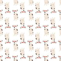 schattige honden jack russell terrier. fanatieke dieren. vector hand getekende naadloze patroon. perfect voor baby, kinderkleding, printontwerp, textiel. witte achtergrond.