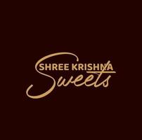 shree krishna snoepgoed winkel logo. krishna snoepgoed typografie. vector