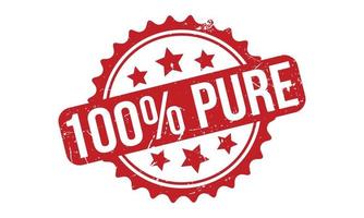 100 procent zuiver rubber stempel. rood 100 procent zuiver rubber grunge postzegel zegel vector illustratie - vector