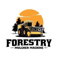 bosbouw mulcher machine illustratie logo vector