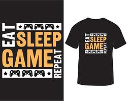 eten slaap spel herhaling gaming t-shirt ontwerp pro downloaden vector