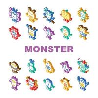 monster schattig karakter pictogrammen reeks vector