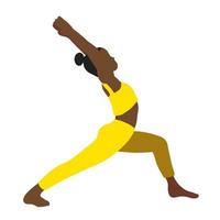 yoga houding. Afrikaanse Amerikaans. vrouw vrouw meisje. vector illustratie in tekenfilm vlak stijl geïsoleerd Aan wit achtergrond.