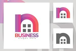 huis bedrijf modern n logo branding sjabloon, creatief concept met hoge kwaliteit premie vector. realistisch minimaal zakelijke logo sjabloon ontwerp. vector