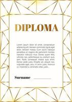 diploma, certificaat afdrukbare sjabloon, goud kader Aan wit achtergrond. vector