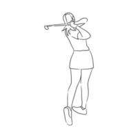 lijn kunst tekening van golfspeler illustratie vector