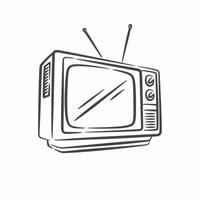 wijnoogst retro televisie lijn kunst. retro TV hand getekend vector