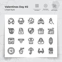 Valentijnsdag dag icoon reeks in zwart lijn stijl Aan cadeaus en vallen in liefde thema. een verzameling van liefde en romance vector symbolen voor Valentijnsdag dag viering.