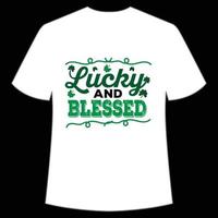 Lucky en gezegend st. Patrick dag overhemd afdrukken sjabloon, Lucky charmes, Iers, iedereen heeft een weinig geluk typografie ontwerp vector