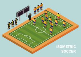 Isometrisch voetbalveld en speler vector