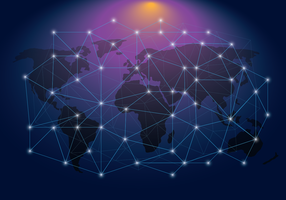 Ethereum-netwerk op een wereldkaart vector