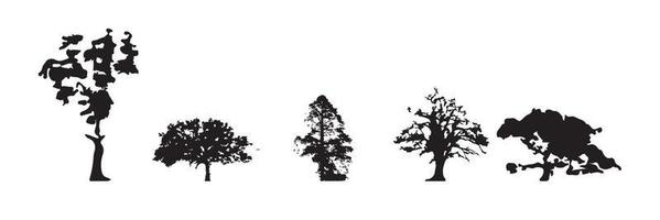 set van bomen silhouet geïsoleerd op een witte achtergrond vector