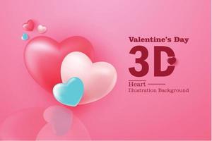 Valentijnsdag dag 3d illustratie achtergrond vector