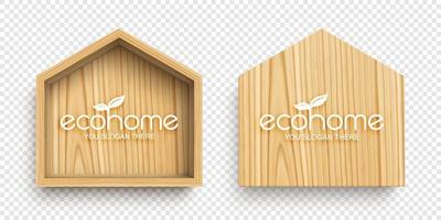 houten kaders in vorm van huis geïsoleerd Aan wit achtergrond. eco huis concept. echt landgoed symbool. vector illustratie