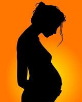 silhouet van zwanger vrouw Aan groen achtergrond vector