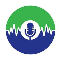 medisch podcast logo met hart pols. podcast hartslag lijn logo ontwerp vector sjabloon.