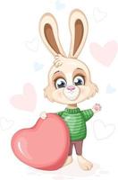 schattig tekenfilm konijn met een hart vector