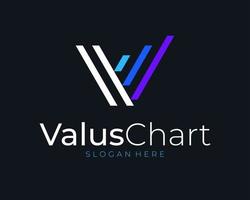 brief v initialen groei tabel voorraad markt diagram succes lijnen gemakkelijk minimalistische vector logo ontwerp