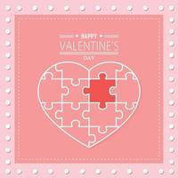 gelukkig valentijnsdag dag kaart. stukken op elkaar afgestemd decoupeerzaag met hart vorm geven aan. vector