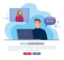 koppel in een videoconferentie via laptop vector