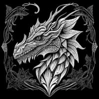 draak hoofd illustratie is een opvallend afbeelding van deze mythisch schepsel, vangt de macht en mysterie van de draak, een symbool van sterkte en majesteit vector