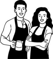 illustratie van mannetje en vrouw barista vector