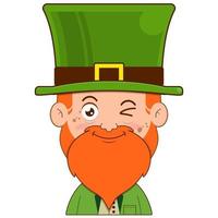 elf elf van Ierse folklore glimlach gezicht tekenfilm schattig voor heilige Patrick dag vector