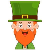 elf elf van Ierse folklore gelukkig gezicht tekenfilm schattig voor heilige Patrick dag vector