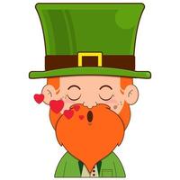 elf elf van Ierse folklore in liefde gezicht tekenfilm schattig voor heilige Patrick dag vector