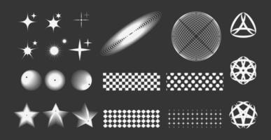 reeks van symbolen retro futuristische element y2k stijl, sticker, clip kunst vector