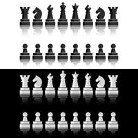zwart schaak pictogrammen set. bord figuren. vector illustratie stukken. negen verschillend voorwerpen inclusief koning, koningin, bisschop, ridder, toren, pion.