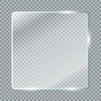 transparant glas platen. realistisch transparant glas venster in rechthoek kader. vector illustratie