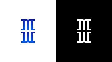 brief mw en pijler logo vector monogram zwart en wit icoon stijl ontwerp sjabloon