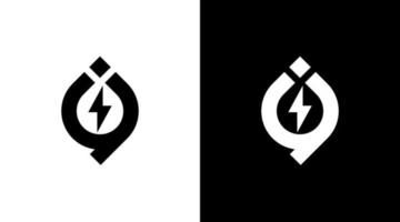 bliksem donder logo vector eco energie zwart en wit icoon stijl ontwerp sjabloon