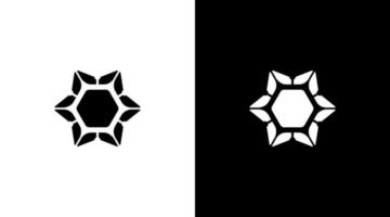 logo zeshoek technologie monogram zwart en wit icoon illustratie stijl ontwerpen Sjablonen vector