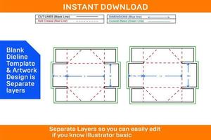 bewerkbare en aanpasbaar karton doos standaard- doos met 3d dieline sjabloon vector