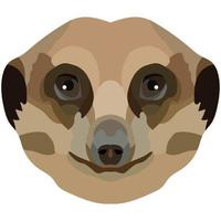 meerkat gezicht. een illustratie van een stokstaartjes uiteinde van een loop is afgebeeld. helder portret Aan een wit achtergrond. vector grafiek. dier logo.