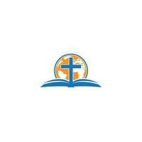globaal Bijbel kruis logo vector logo ontwerp met aarde wereldbol, Bijbel boek en kruis elementen