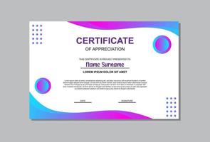 certificaat sjabloon in blauw en Purper kleuren in abstract stijl. vector