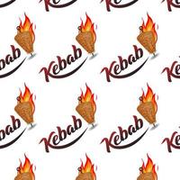 shoarma kebab logo patroon snel voedsel. naadloos patroon. vector