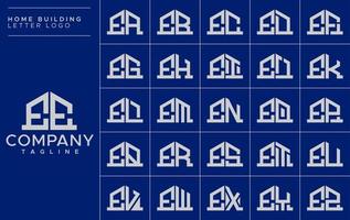 minimalistische huis brief e logo ontwerp sjabloon set. huis ee e brief logo vector verzameling.