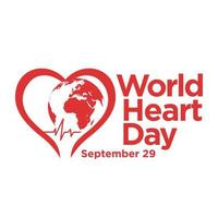 wereld hart dag met rood, blauw, donker grijs hart en wereld teken vector ontwerp