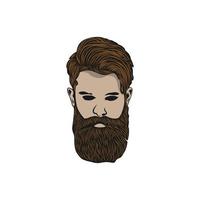 hipster Mens logo ontwerp. geweldig hipster Mens logo. een Mens met cirkel baard logo. vector