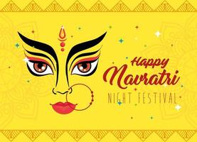 navratri hindoe viering poster met durga gezicht vector