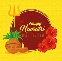 navratri hindoe-viering poster met decoraties vector