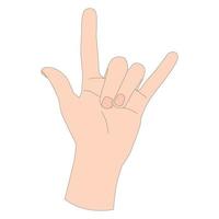 hand- gebaar - duivel hoorns. een symbool van rots muziek- fans. vector illusration geïsoleerd Aan wit achtergrond