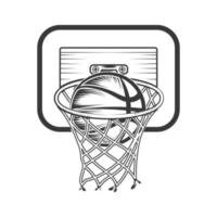 basketbal netto en busket in netto vector ontwerp.