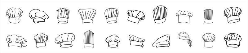 chef-kok hoed tekening logo set vector