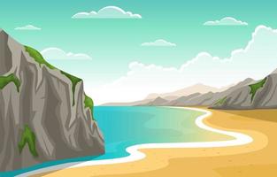 prachtige panorama strand landschap illustratie vector