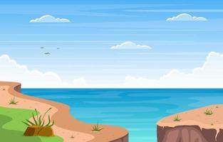 prachtige panorama strand landschap illustratie vector